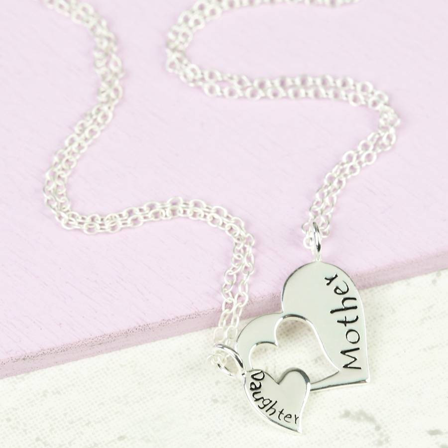 Mother Daughter Necklace Sets
 sterling silver mother and daughter heart necklace set by