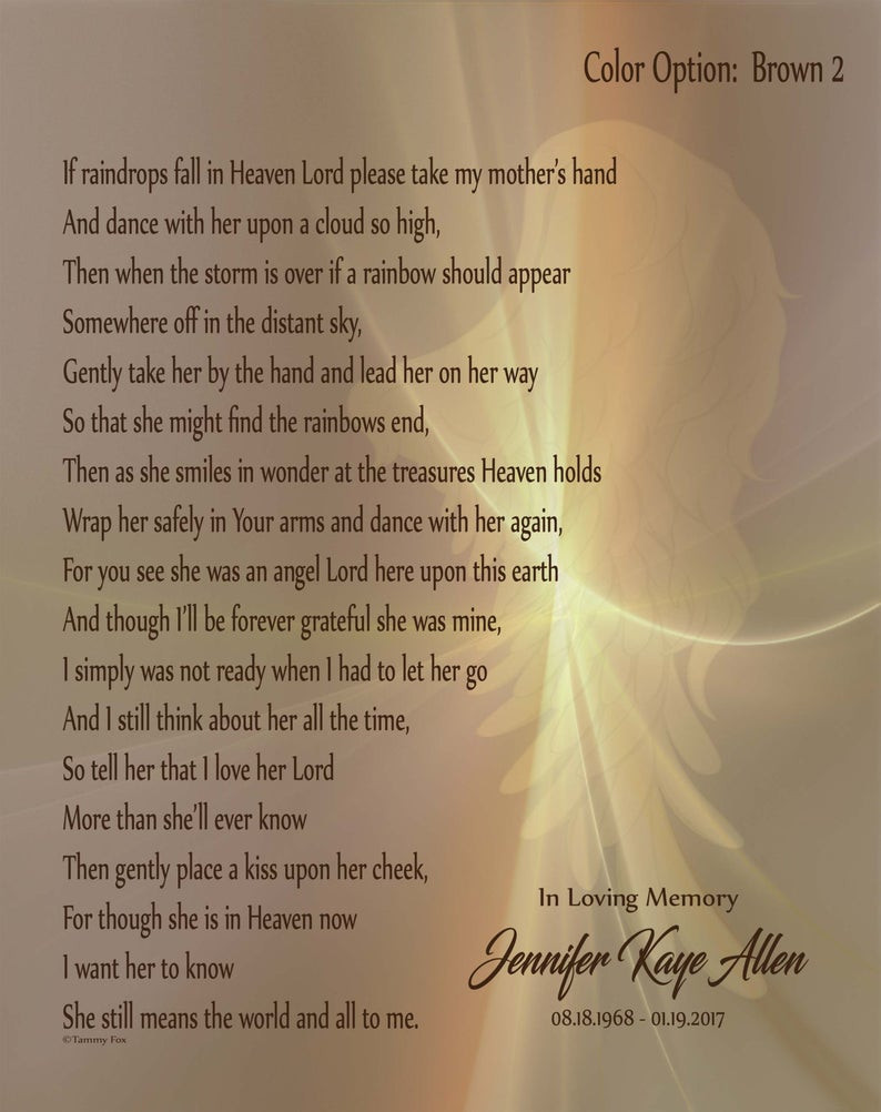 Mother Memorial Quotes
 In Memory of Mother Personalized Memorial Poem Remembrance