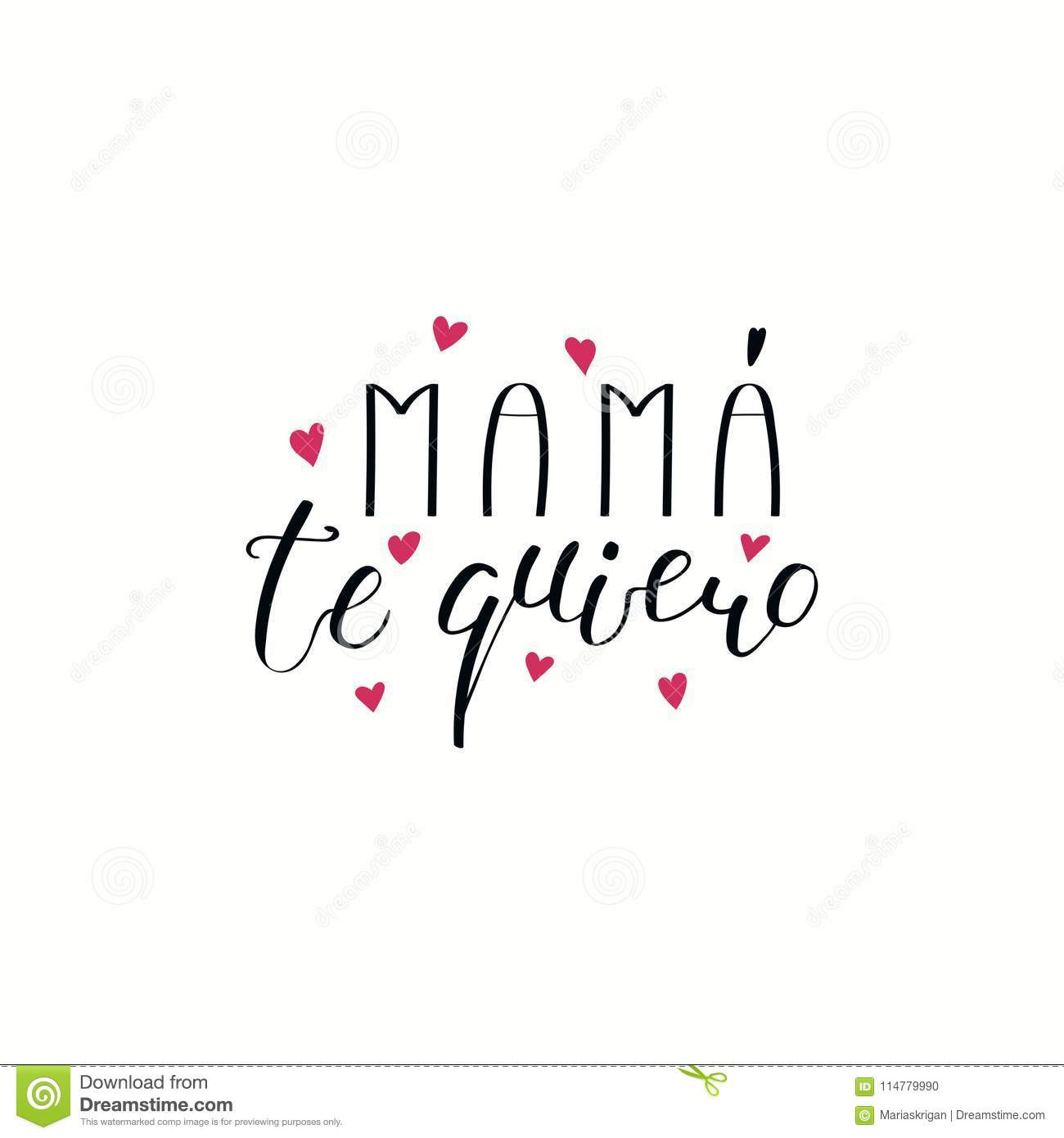 Mother Quotes In Spanish
 Hand Written Love You Mom Quote In Spanish Stock Vector