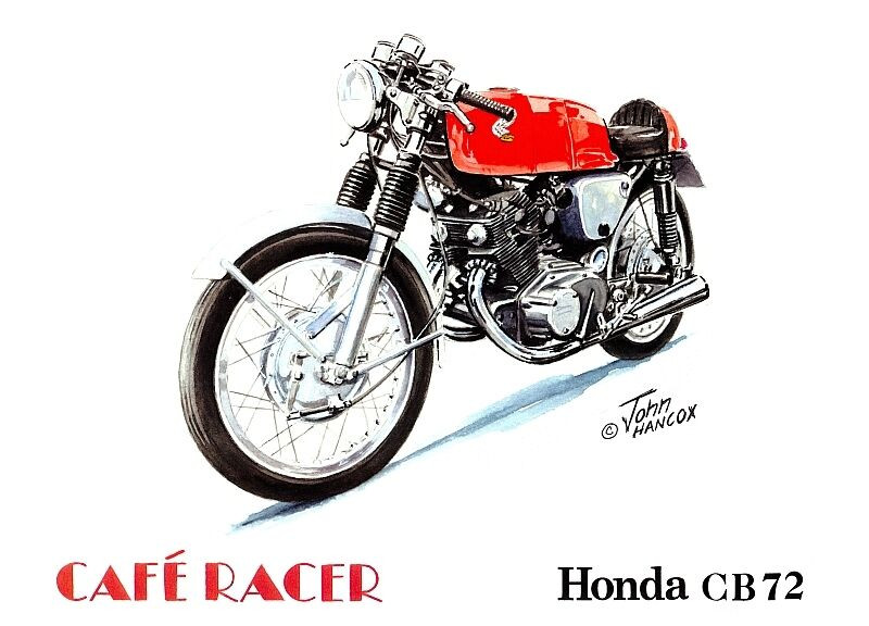 Motorcycle Birthday Cards
 Honda CB72 1970s Japanese Motorbike Motorcycle Birthday