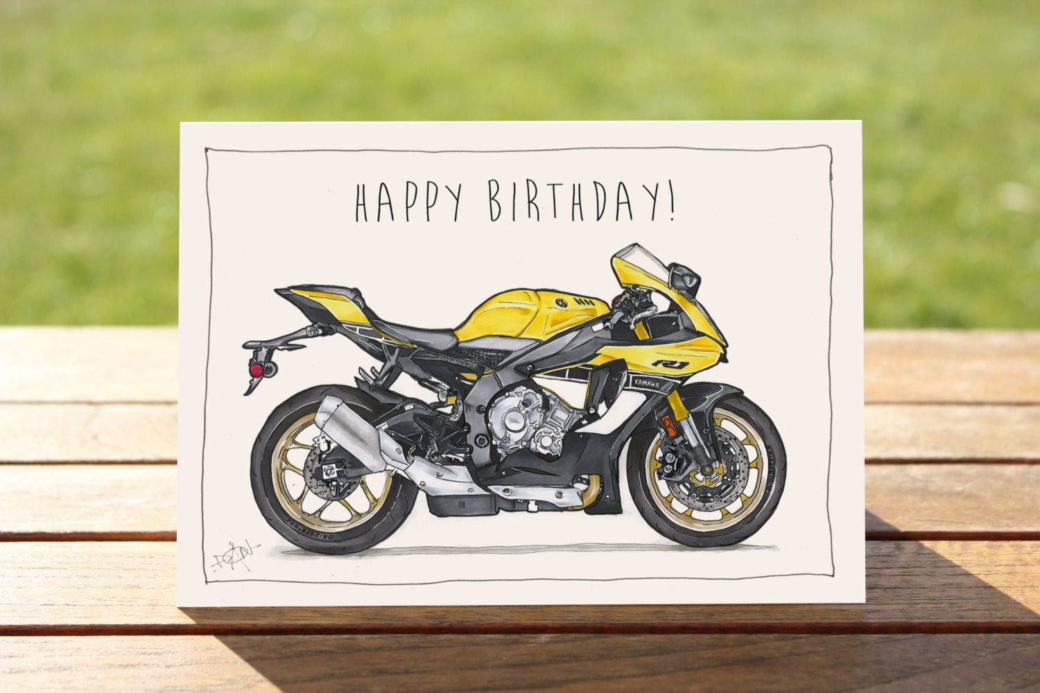 Motorcycle Birthday Cards
 Motorcycle Birthday Card Yellow R1 Sportsbike A6 6 x