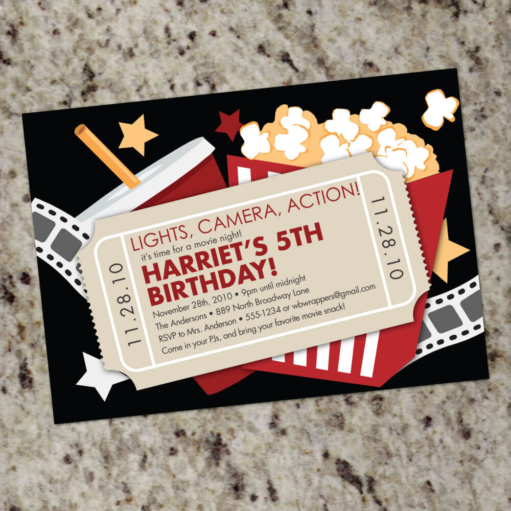 Movie Birthday Invitations
 Movie Theater Themed Birthday Party Invitations FREE