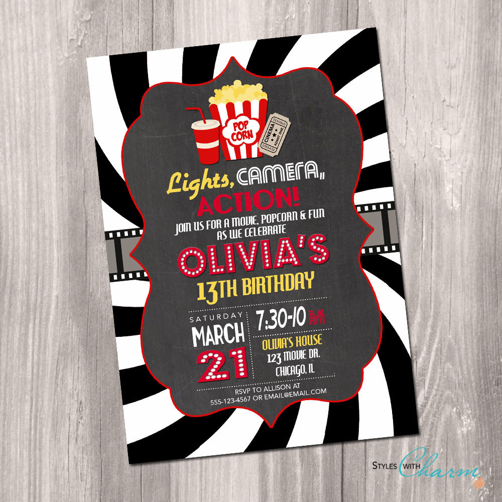 Movie Birthday Invitations
 Movie Party Invitation Movie night birthday invitation