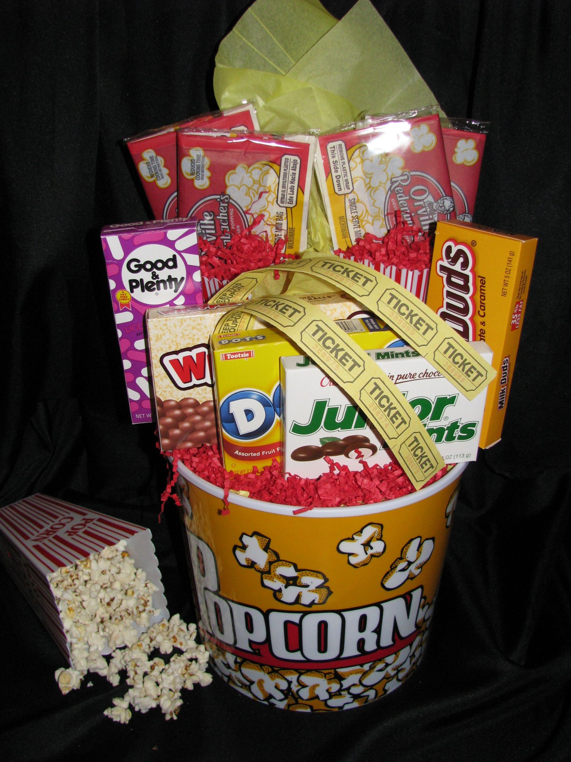 Movie Theatre Gift Basket Ideas
 Movie Night Gift Basket for couples and families
