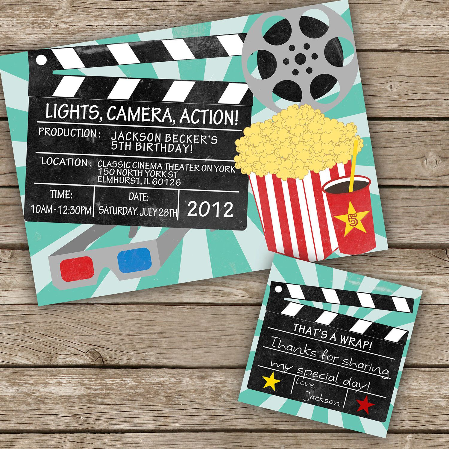 Movie Themed Birthday Invitations
 Movie theme party Printable DIY Movie Night Invitation by