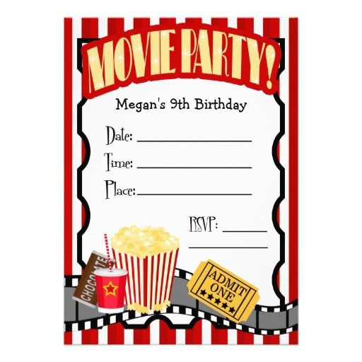 Movie Themed Birthday Invitations
 movie party invitations blank template 512×512