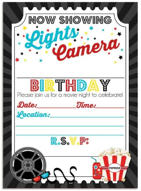 Movie Themed Birthday Invitations
 Ideas for a Movie Birthday Party Mom 6