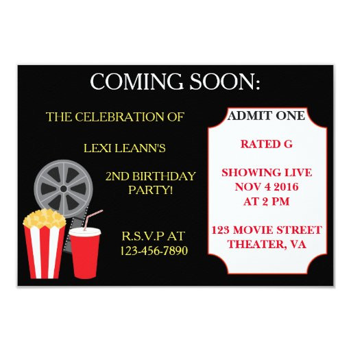 Movie Themed Birthday Invitations
 Movie Themed party invitations