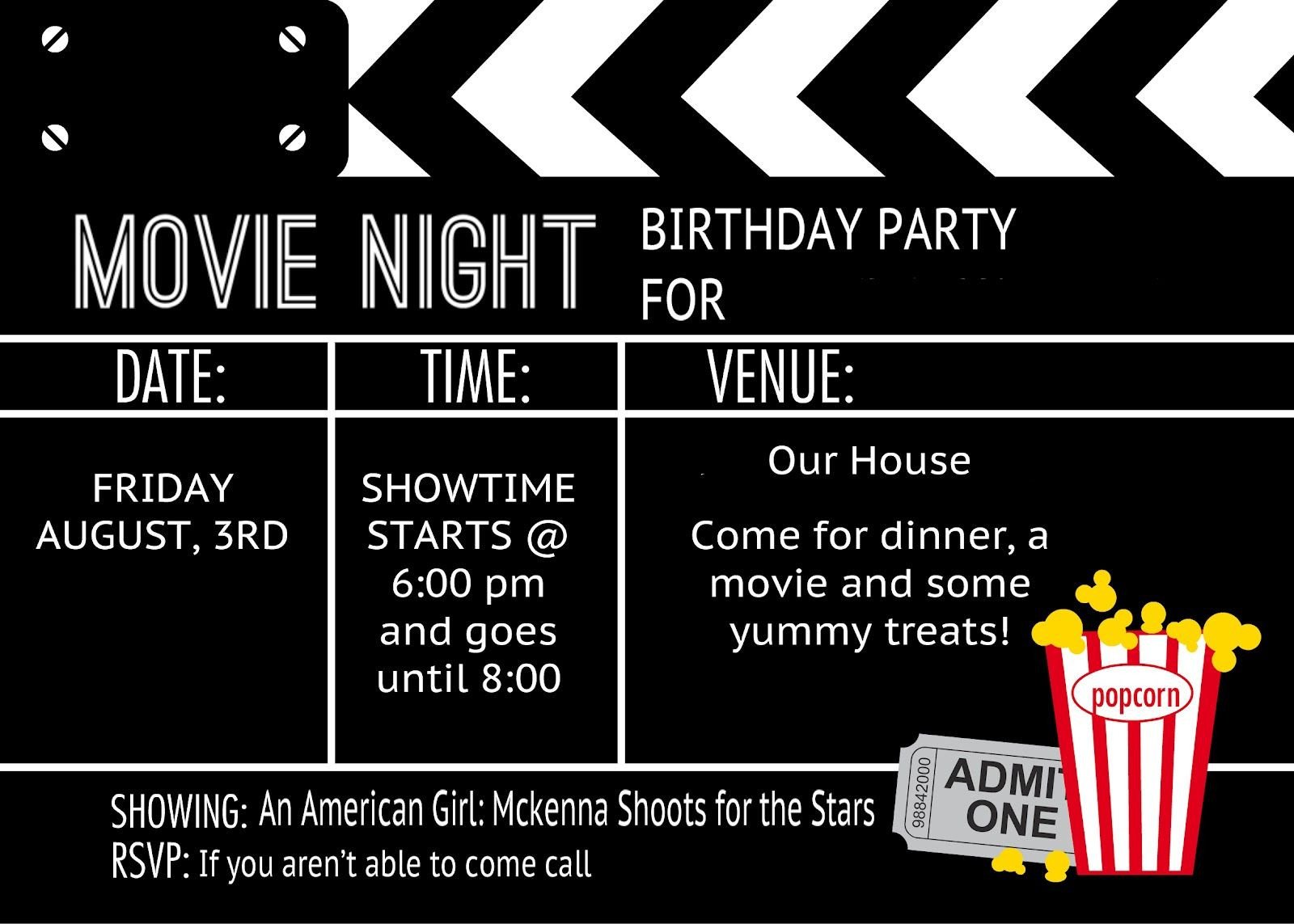 Movie Themed Birthday Invitations
 Birthday Party Invitation Templates Movie Theme