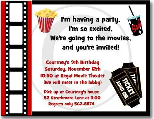 Movie Themed Birthday Invitations
 Movie Night Birthday Party Invitations Set of 20 by