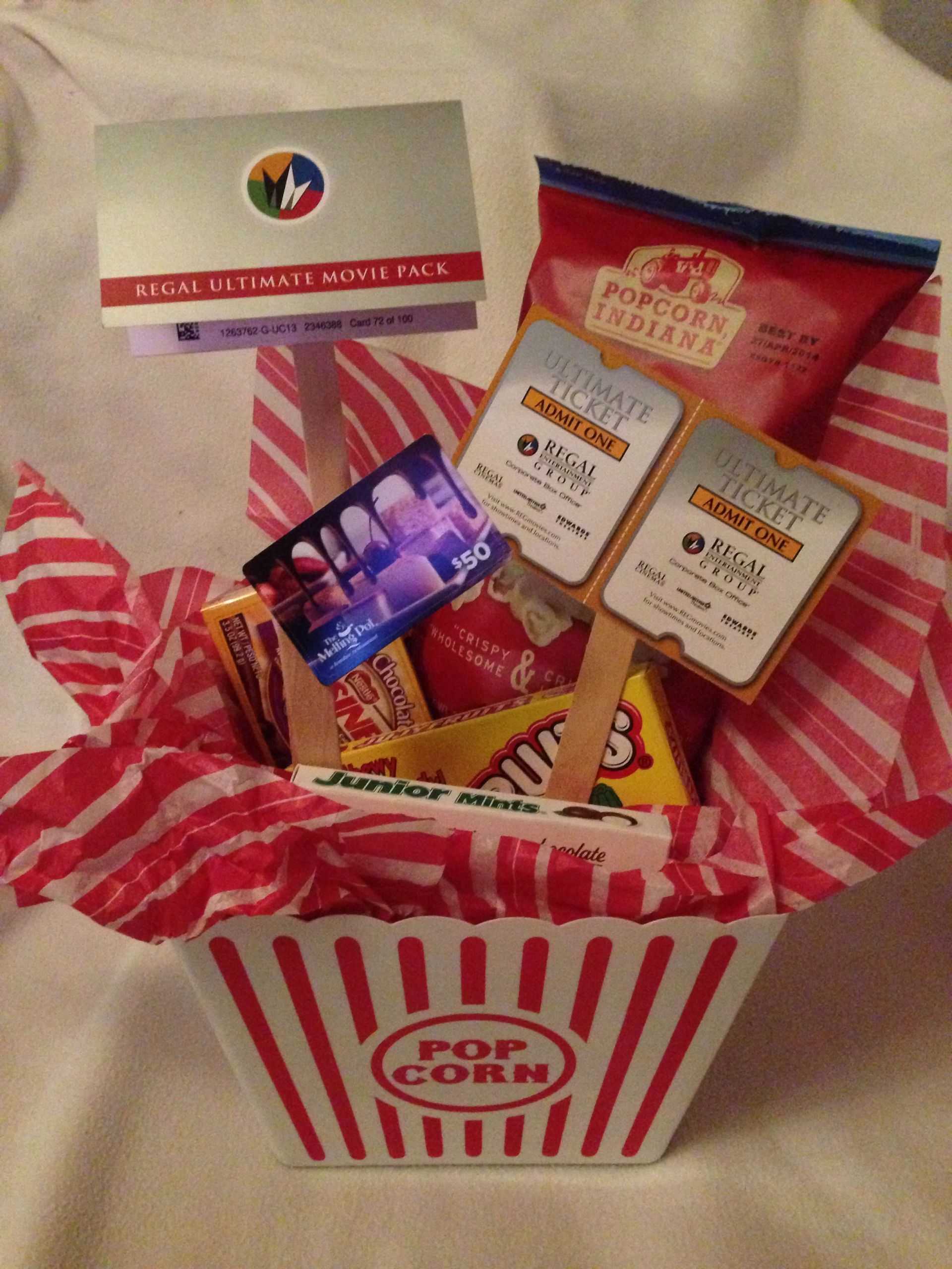 Movie Ticket Gift Basket Ideas
 Dinner & a movie Gift Movie theater snacks bag of