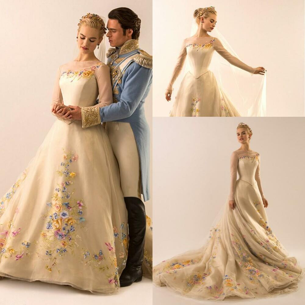 Multi Colored Wedding Dress
 Cinderella Wedding Dresses Multi colored Embroidery Long