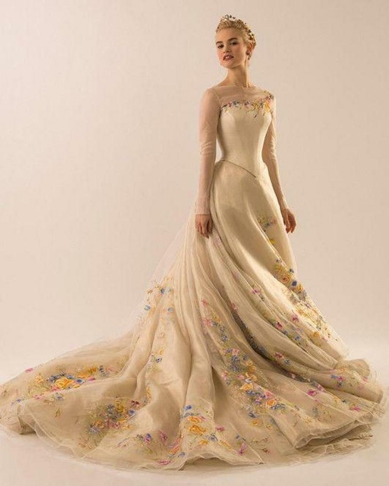 Multi Colored Wedding Dress
 Cinderella Wedding Dresses Multi colored Embroidery Long