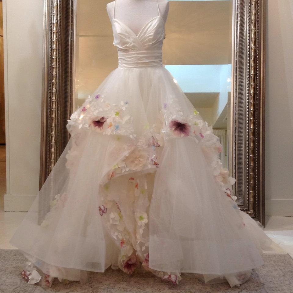 Multi Colored Wedding Dress
 Hayley Paige Ivory Multi Colored Taffeta Tulle 6601 Modern