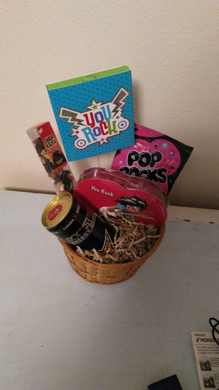 Music Gift Basket Ideas
 "You Rock" t basket idea for a music lover musician