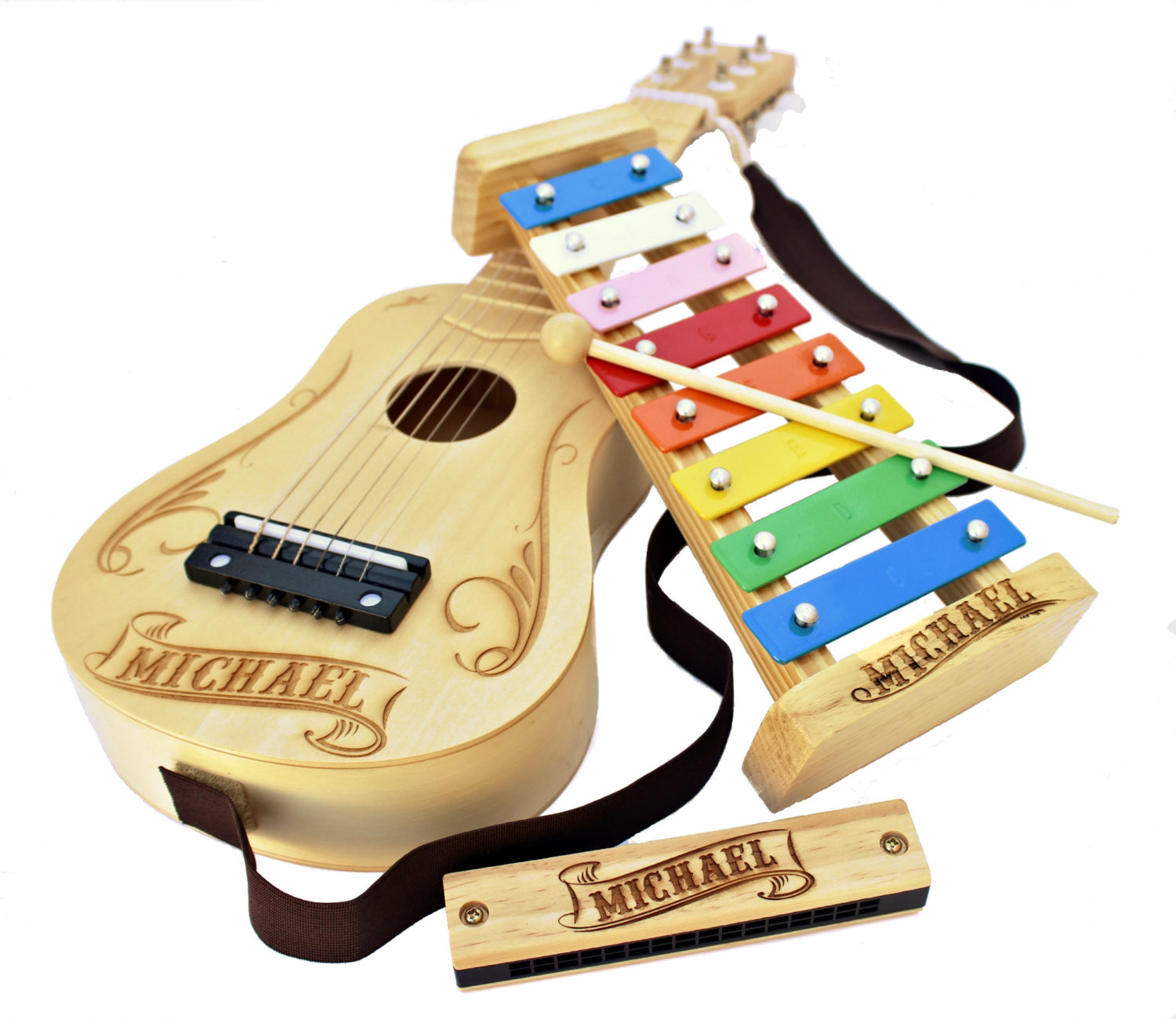 Music Gifts For Kids
 Musical Instruments Kids Gift Wooden Toys Set of 3 Kids