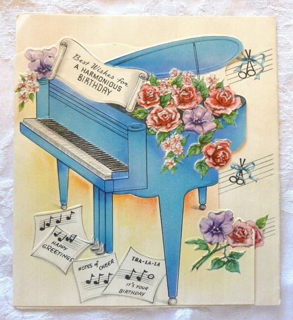 Musical Birthday Wishes
 Vintage Birthday Card Best Wishes for a Harmonious