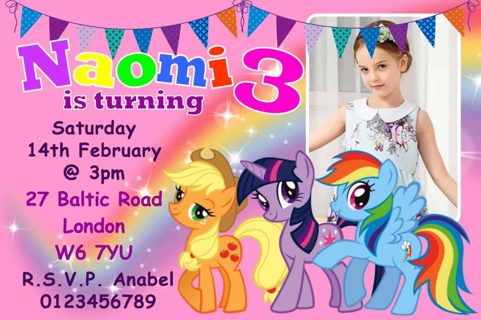 My Little Pony Birthday Party Invitations
 10 Personalised My Little Pony Birthday Party Invitations