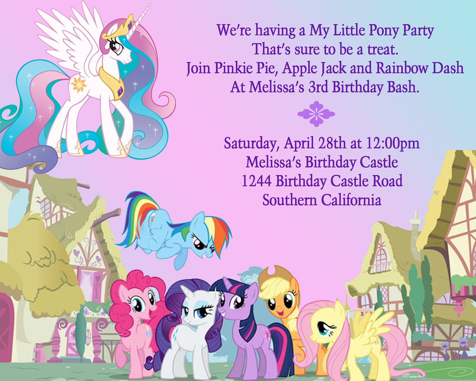 My Little Pony Birthday Party Invitations
 A My Little Pony Birthday Toddler Trails