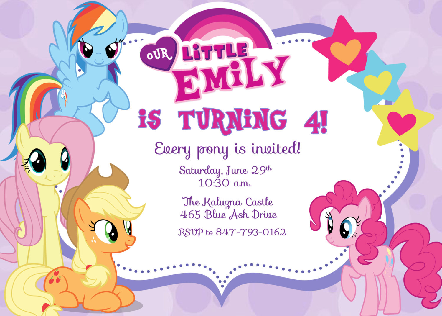 My Little Pony Birthday Party Invitations
 FREE Printable My Little Pony birthday invitations