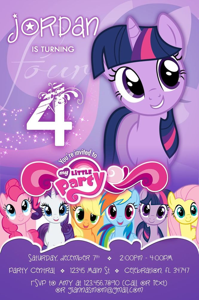 My Little Pony Birthday Party Invitations
 MY LITTLE PONY 6 TWILIGHT SPARKLE BIRTHDAY PARTY