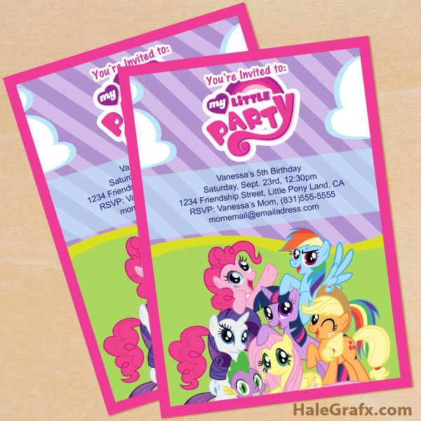 My Little Pony Birthday Party Invitations
 FREE Printable My Little Pony Birthday Invitation Set