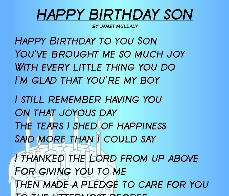 My Son Birthday Quotes
 Happy birthday son Poems