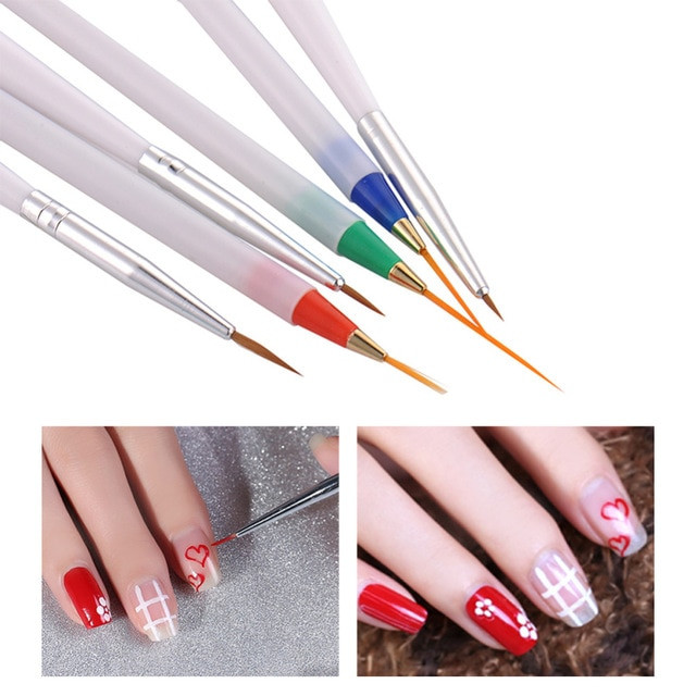 Nail Art Tool Kit
 6Pcs Pack DIY Nail Art Pencil Nail Beauty Paint Brushes