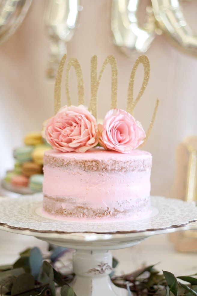 Naked Birthday Party
 Floral first birthday party cake