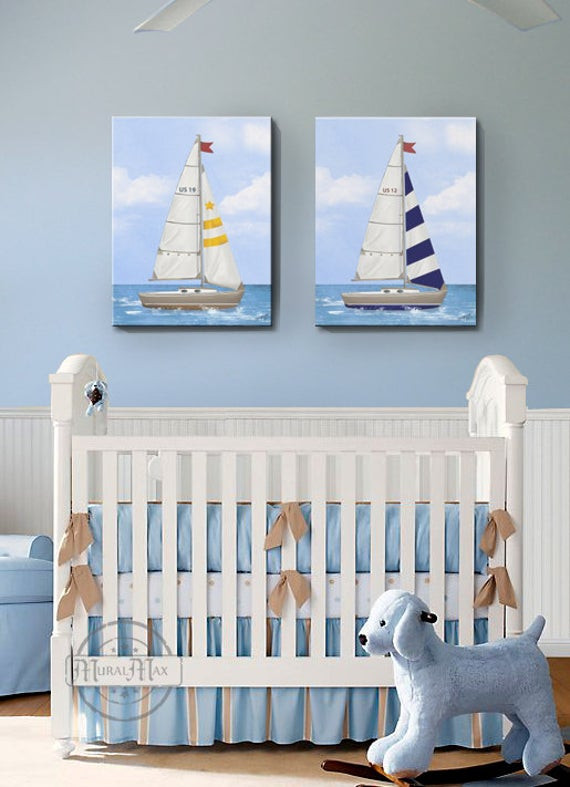 Nautical Baby Room Decorations
 Sailboat Nursery Art Baby Nursery Room Decor Nautical