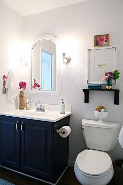 Navy Blue Bathroom Vanity
 Remodelaholic