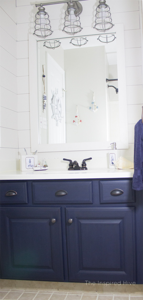 Navy Blue Bathroom Vanity
 Nautical Bathroom Makeover