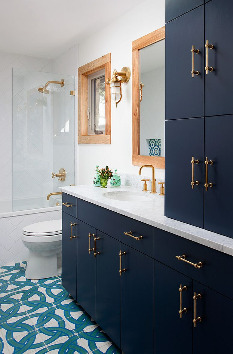 Navy Blue Bathroom Vanity
 Hottest Bathroom Fall Color Trends to Try Out 25 Ideas