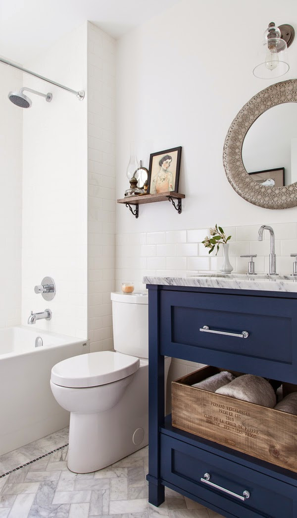 Navy Blue Bathroom Vanity
 5 Navy & White Bathrooms The Inspired Room