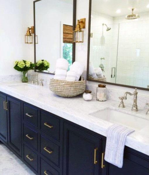 Navy Blue Bathroom Vanity
 Top 50 Best Blue Bathroom Ideas Navy Themed Interior Designs