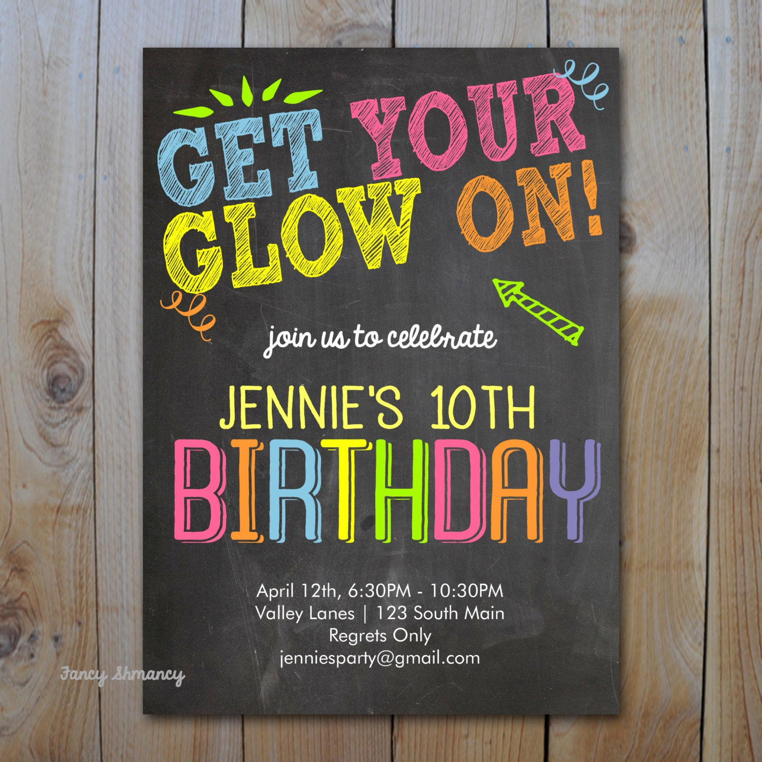 Neon Birthday Party Invitations
 Neon Birthday Invitation Get Your Glow Glow in the Dark