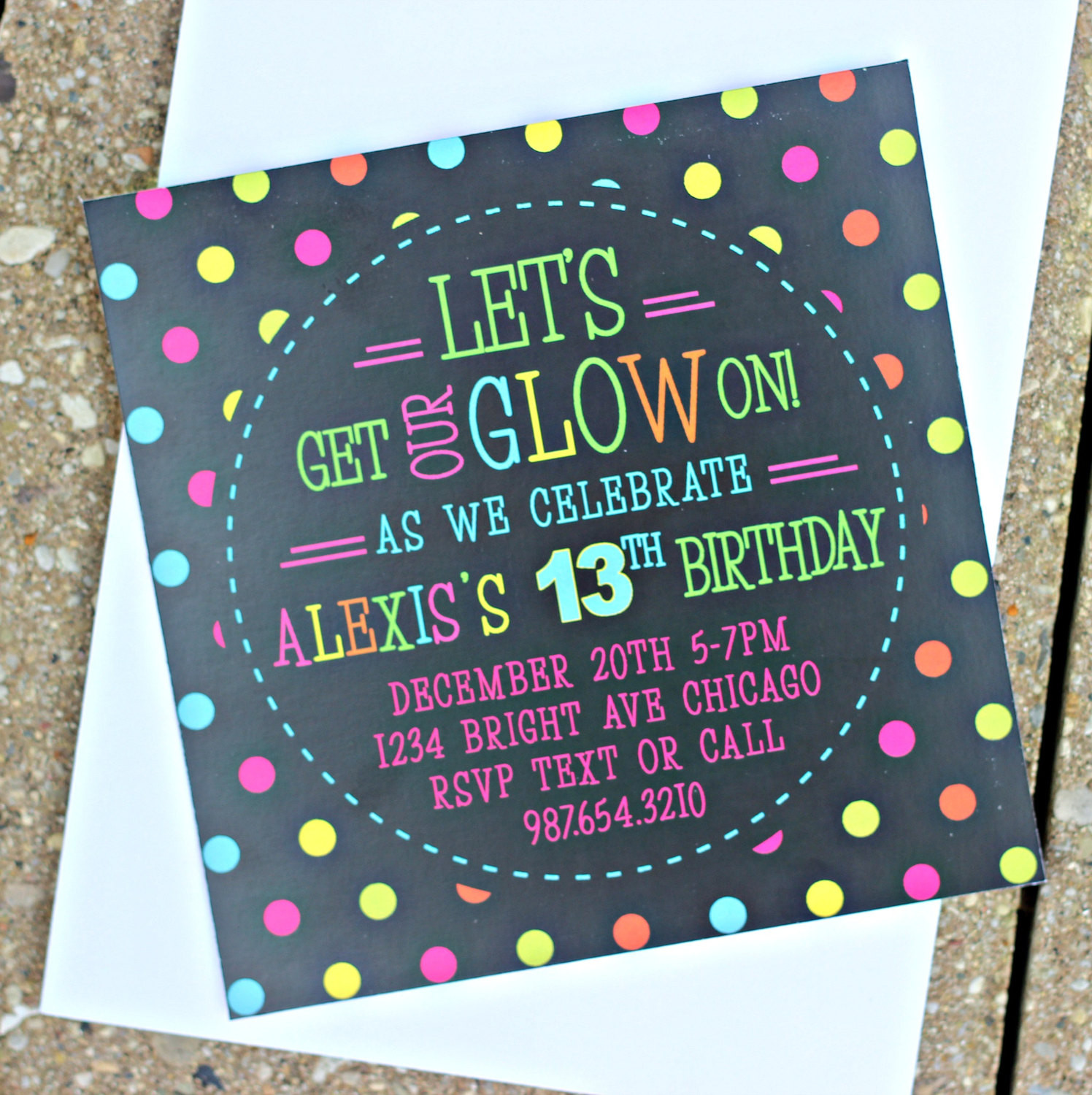 Neon Birthday Party Invitations
 Neon Birthday Invitation Glow Party Invitation 80 s