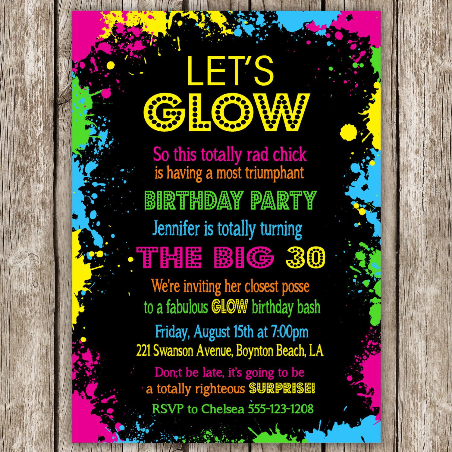 Neon Birthday Party Invitations
 Neon Party Invitations Ideas