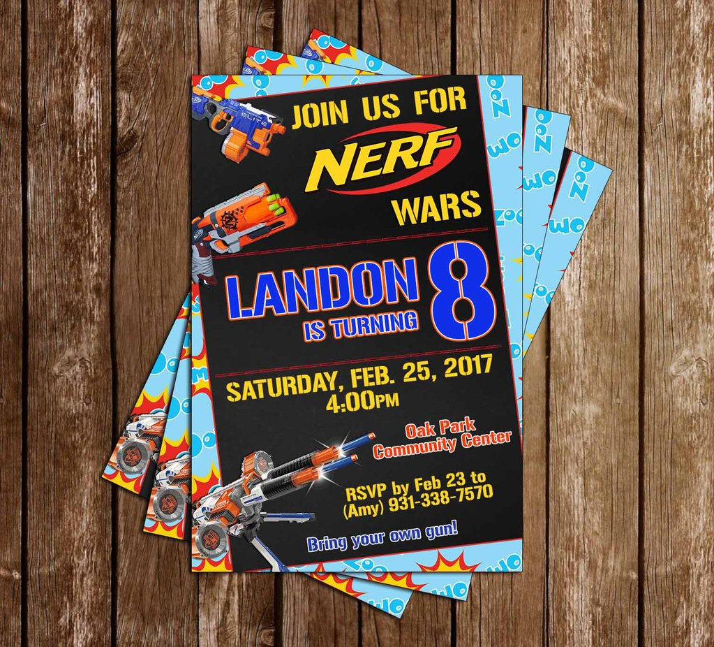 Nerf Birthday Party Invitations
 Novel Concept Designs Nerf Gun Battle Tall Birthday