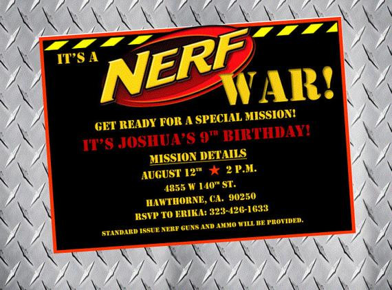 Nerf Birthday Party Invitations
 Nerf Party Invitations Nerf Birthday Invitations Nerf Bday