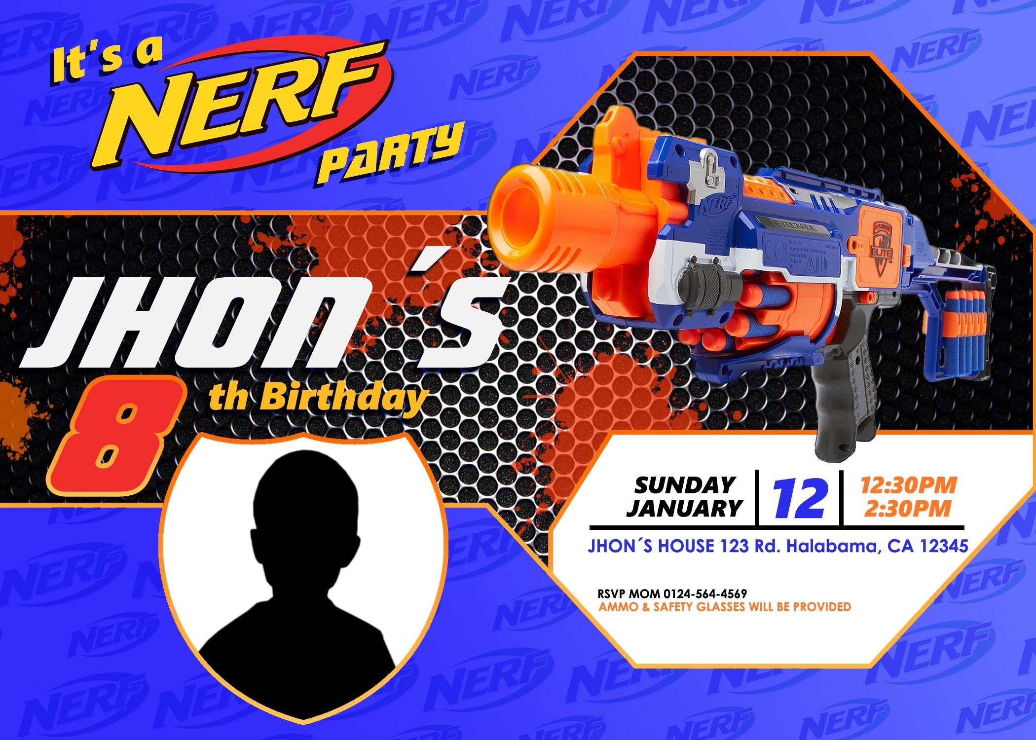 Nerf Birthday Party Invitations
 Nerf Dart Gun Birthday Party Invitation oscarsitosroom