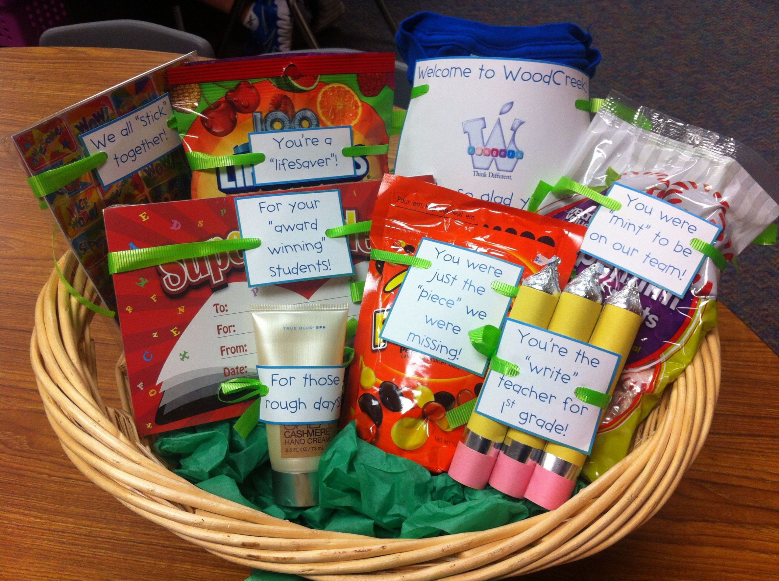 New Teacher Gift Basket Ideas
 Wel e to the team teacher t To cute what a GREAT