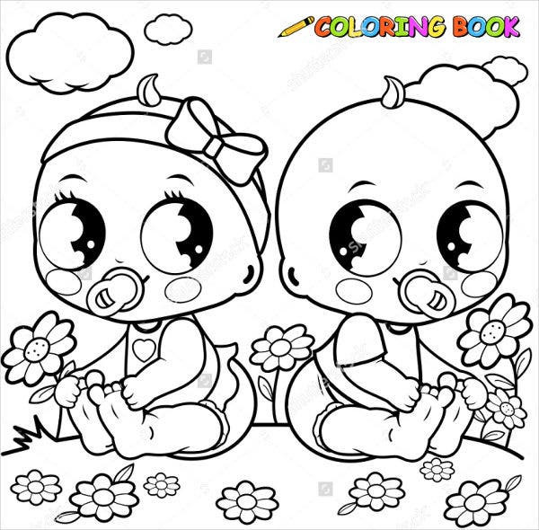 Newborn Baby Coloring Pages
 9 Baby Girl Coloring Pages JPG AI Illustrator Download