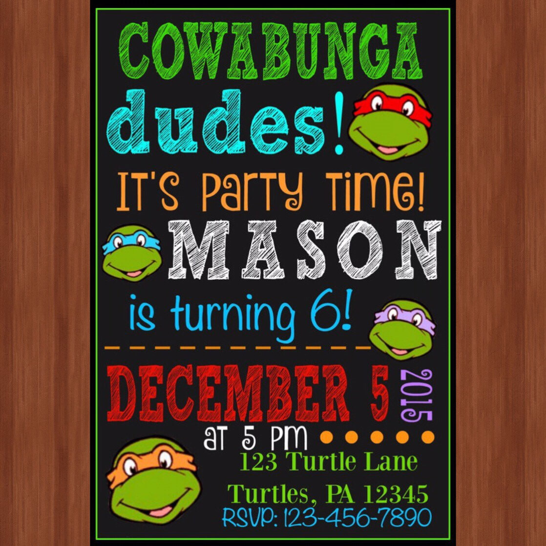 Ninja Turtle Birthday Party Invitations
 Ninja Turtle Birthday Party Invitation Ninja Turtles