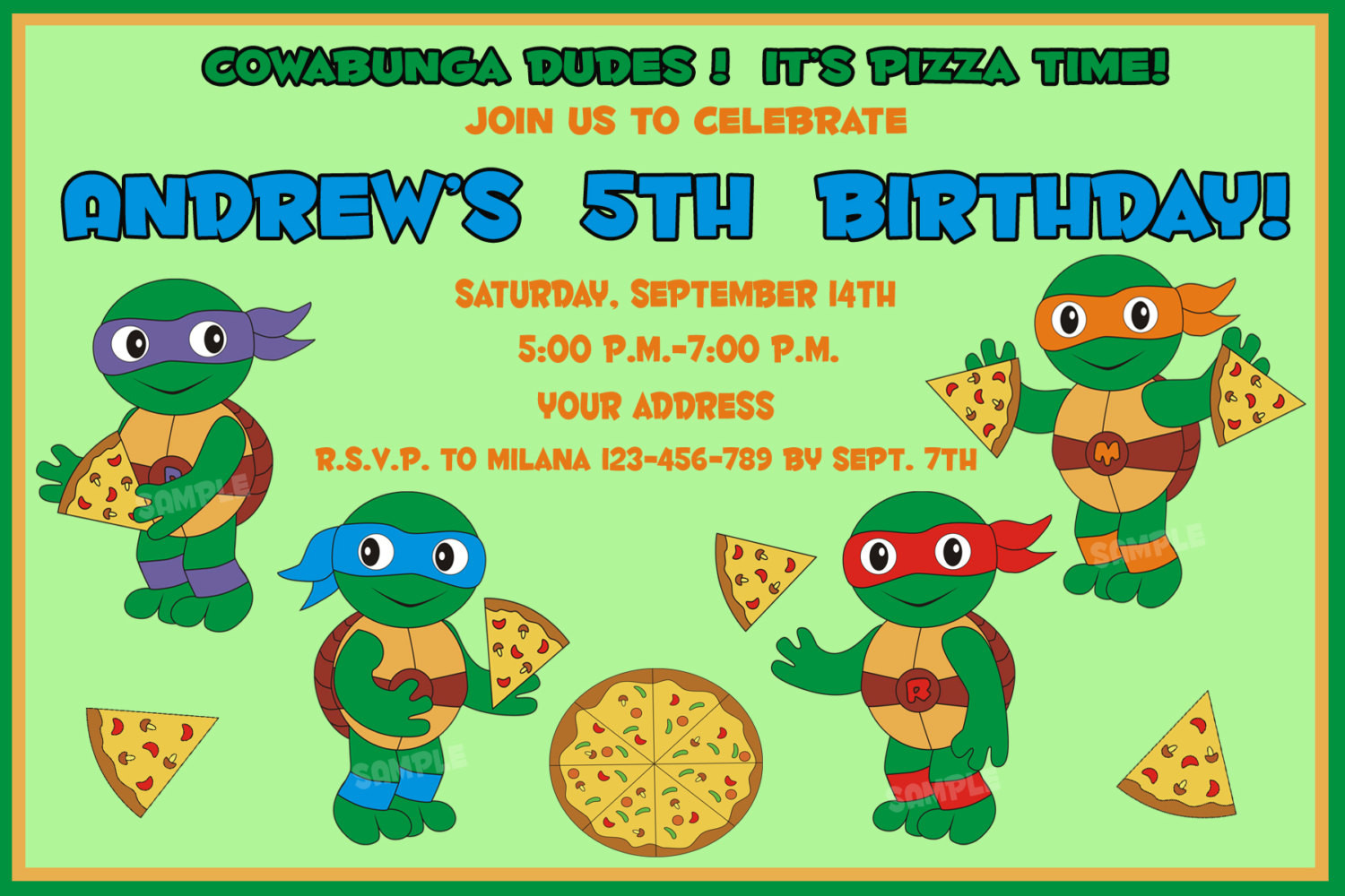 Ninja Turtle Birthday Party Invitations
 TMNT Birthday Invitation Ninja Turtles Birthday Invitation