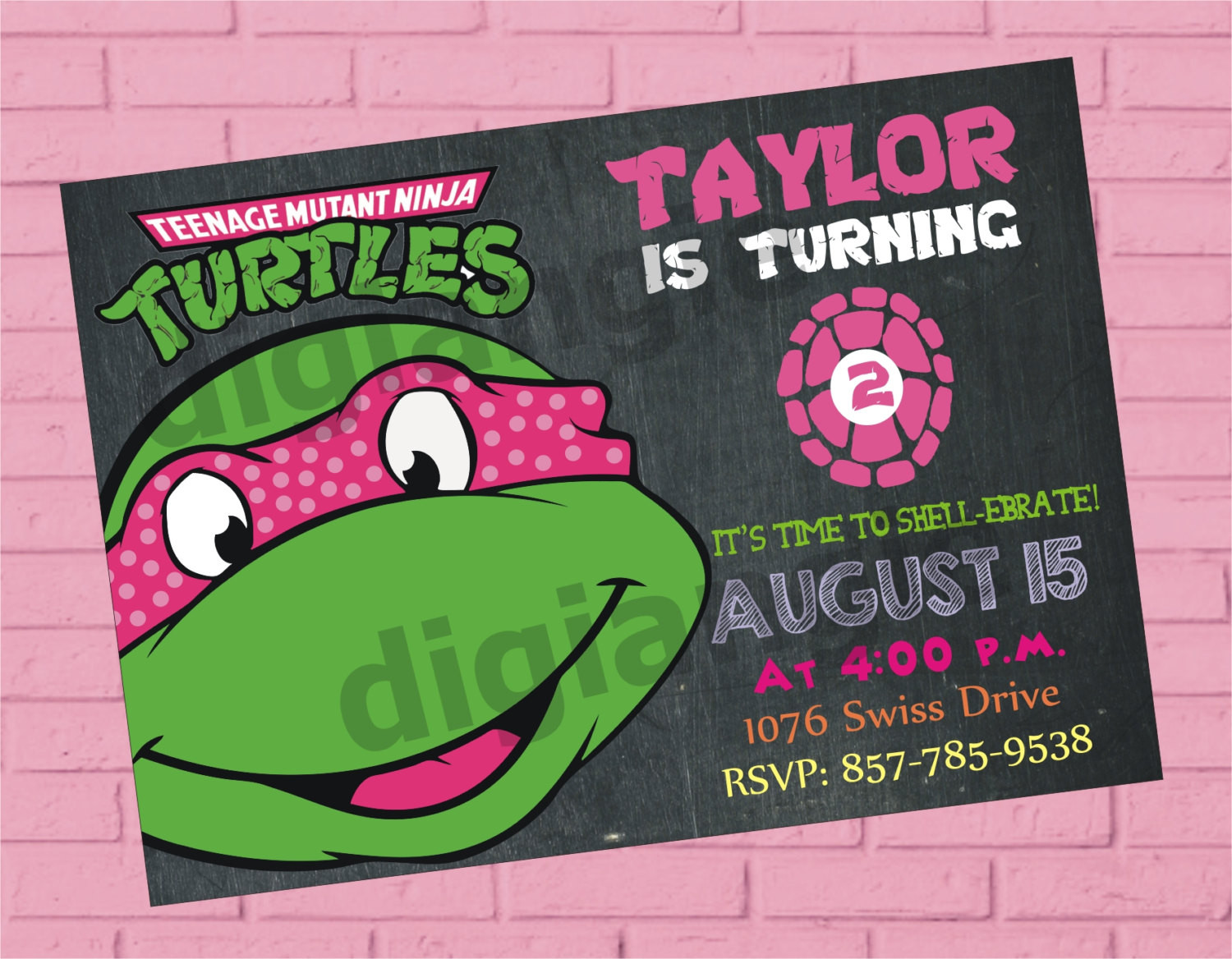 Ninja Turtle Birthday Party Invitations
 Girl Teenage Mutant Ninja Turtle Birthday Invitation Ninja