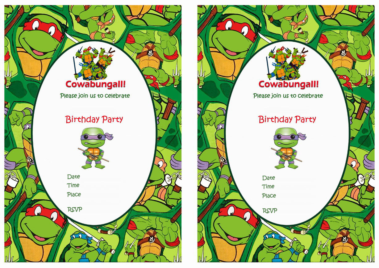 Ninja Turtle Birthday Party Invitations
 Teenage Mutant Ninja Turtles Birthday Invitations