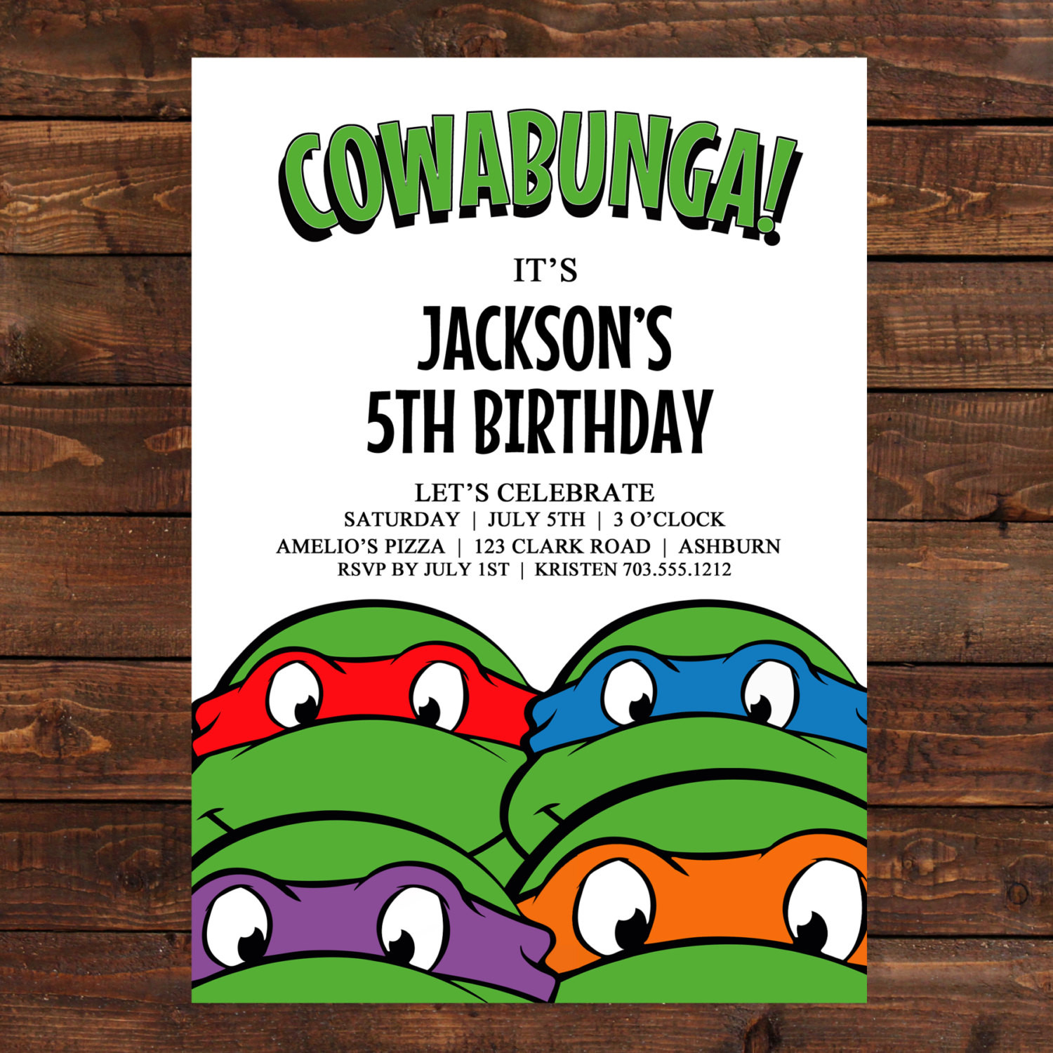 Ninja Turtle Birthday Party Invitations
 Teenage Mutant Ninja Turtles Birthday Party Invitations