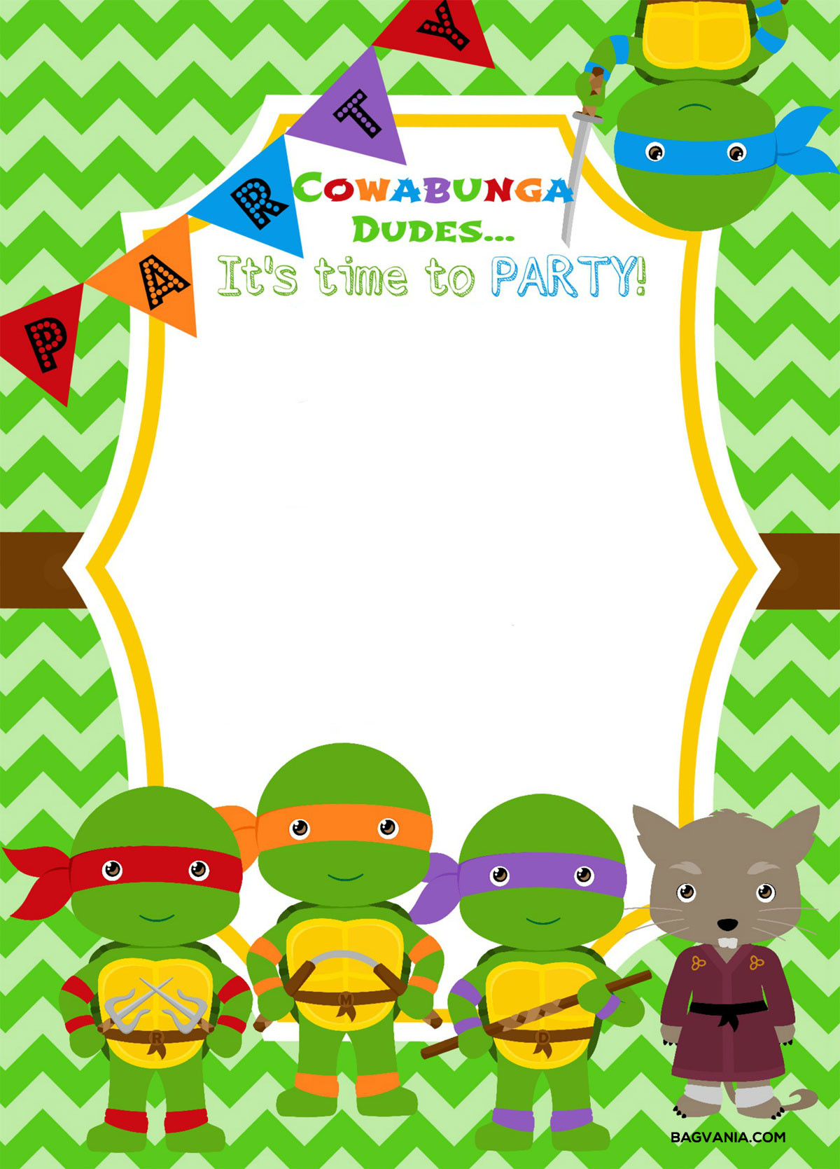 Ninja Turtle Birthday Party Invitations
 Free Printable Ninja Turtle Birthday Party Invitations