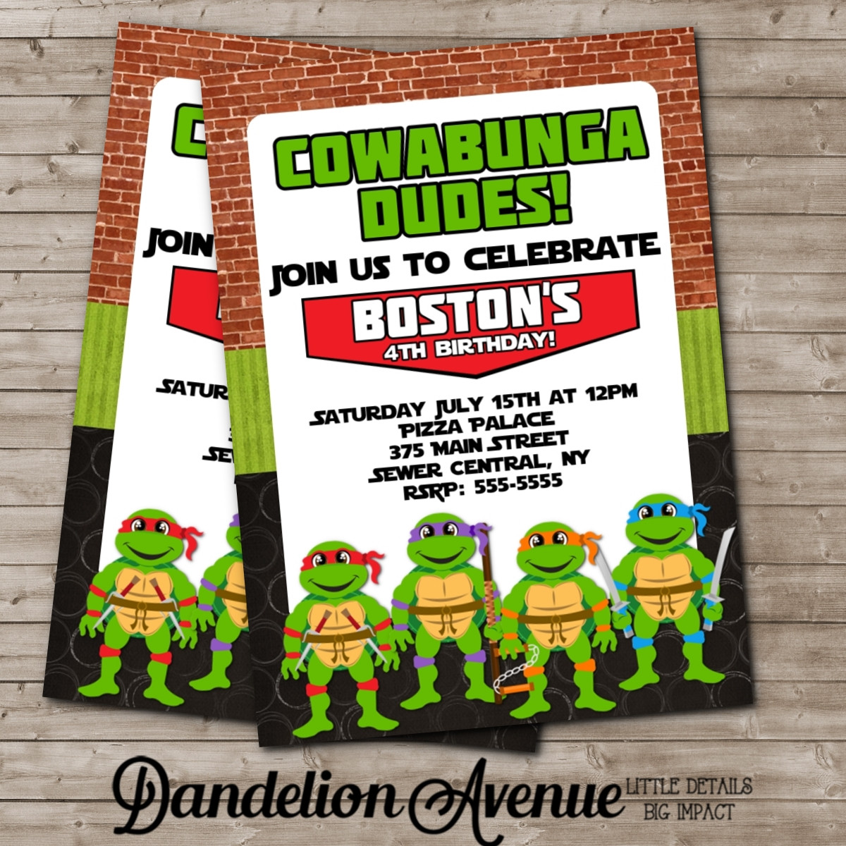 Ninja Turtle Birthday Party Invitations
 Turtle Ninja Birthday Party Invitation